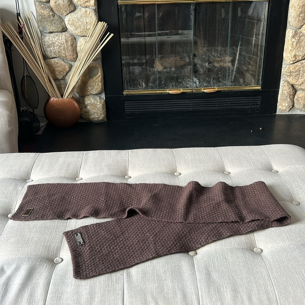 Coach Wool Blend Knit Brown Scarf One Size